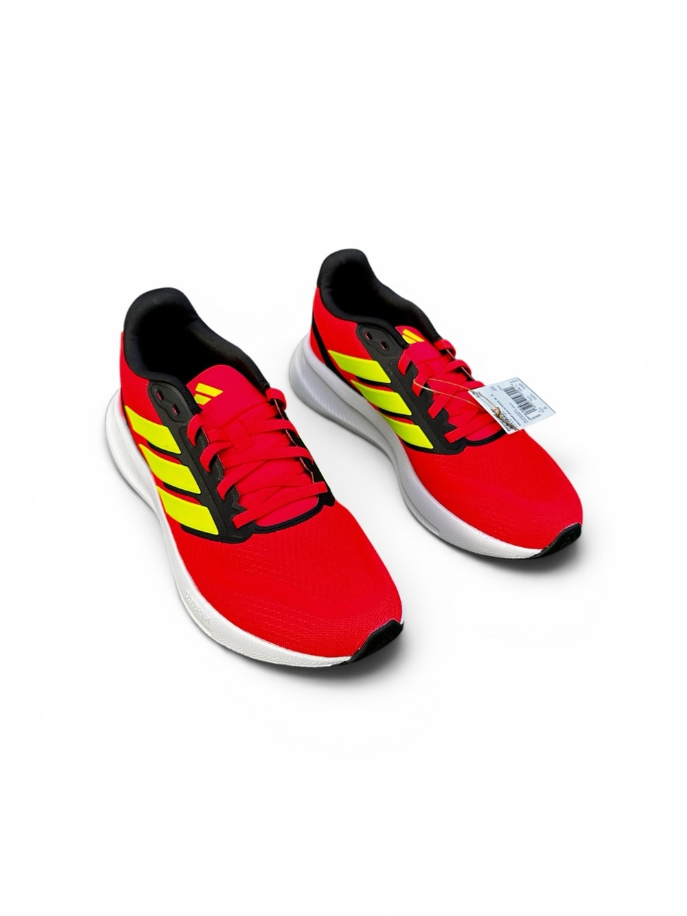 adidas Bright Red Running Sneakers with Neon Yellow Stripes